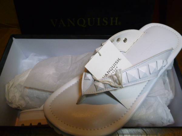 新品VSH062【VANQUISHコンバットスタッズサンダル白】デニム