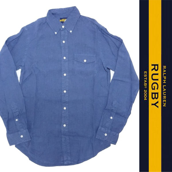 送料無料 新品 RUGBY L/S SHIRT ラグビー ラルフローレン 長袖 シャツ ネイビー リネン POLO RALPH LAUREN Ｓ ポロ RL 正規品 041