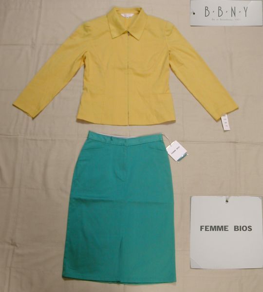 ■タグ付新品:鮮やかな色の上下 ジャケットとスカート M　　　 DmO35_画像1