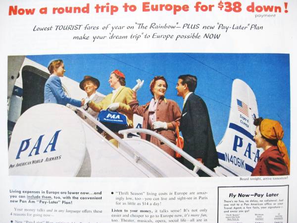 1954年 PAN AM パンアメリカン航空広告(パンナムバッグ PAAロゴ)