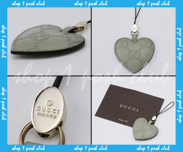 ＧＵＣＣＩ【212548】攜帯ストラップ＊ハート型＊薄グリーン
