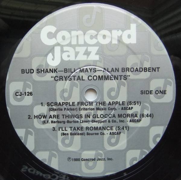 ◆ BUD SHANK / Crystal Comments ◆ Concord Jazz CJ-126 ◆ A_画像3