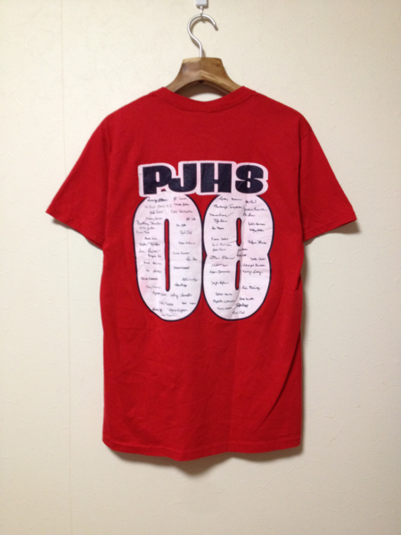 [即決古着]FRUIT OF THE LOOM/PJHS 2008/Tシャツ/半袖/プリント/赤/レッド/M_白いプリント部分に赤の色移りがあります。