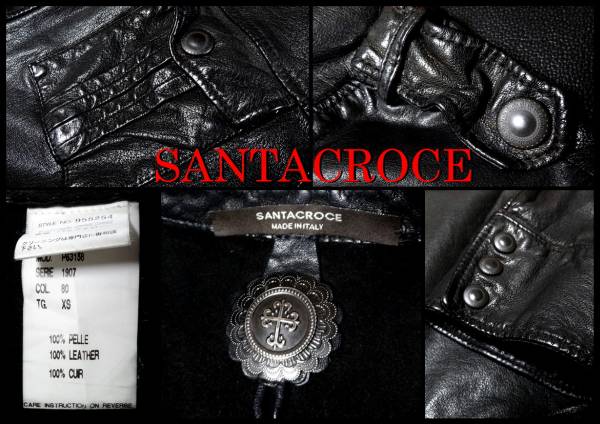 正規品 サンタクローチェ バッファロー レザーシャツ ニールバレット XS SANTACROCE メンズ M 黒 美品 イタリア製_画像2