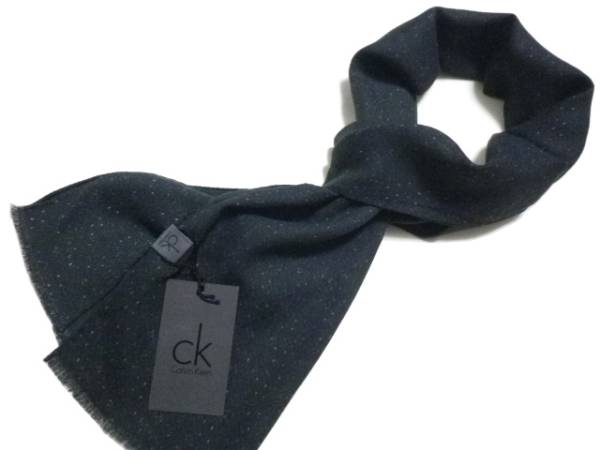 ■CK/カルバンクライン■魅惑！伊製 ドットデジ柄 ストール
