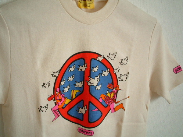 稀少デッドストック1970年代 当時物ピーターマックスアートTシャツPeterMax 紙タグ付きLove&Peace・サイケ＆ドラッギー60年代_画像2