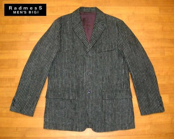 # old clothes shop Yamato RadmesS MEN\'S BIGI # men's Bigi total lining specification stripe # tailored jacket # jacket M # gray made in Japan # Takeo Kikuchi 