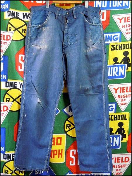 * только нет 2 . атмосфера. 1 шт. *Made in USA производства America производства MONGOMERY WARDmongome Lee слово Vintage painter's pants 60s60 годы лоскутное шитье способ 