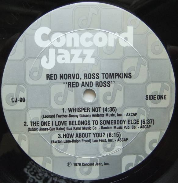 ◆ RED NORVO & ROSS TOMPKINS / Recorded Live January 1979 ◆ Concord Jazz CJ-90 ◆ _画像3