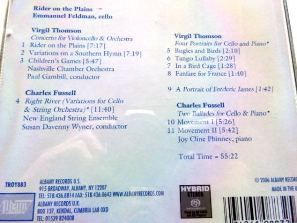 ..　Rider on the Plains　　 Emmanuel Feldman. Cello CD (エマニュエル・フェルドマン)_画像2