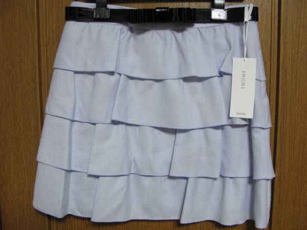 ☆新品☆I(lǐng)NGNI☆XS☆ラベンダー エナメルベルト付フリルスカート