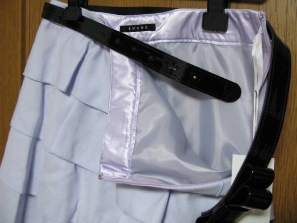 ☆新品☆I(lǐng)NGNI☆XS☆ラベンダー エナメルベルト付フリルスカート