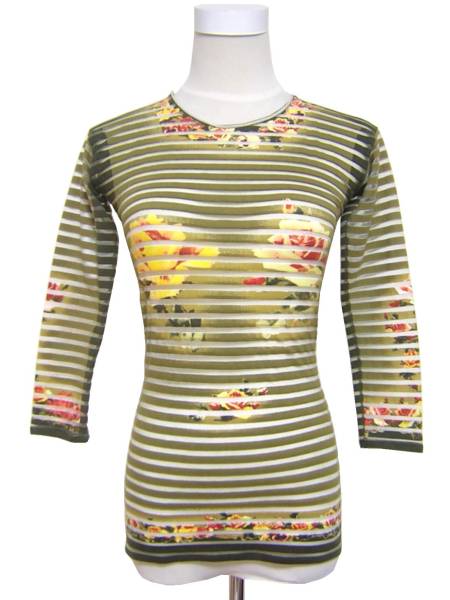  прекрасный товар Jean Paul GAULTIER Jean paul (pole) * Gaultier Италия производства цветочный принт энергия сеть cut and sewn tops 