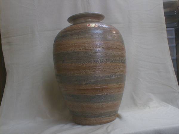 六兵衛窯　特大　鮮やか　螺旋模様　41x24cm　6kg　陶器製飾り壷