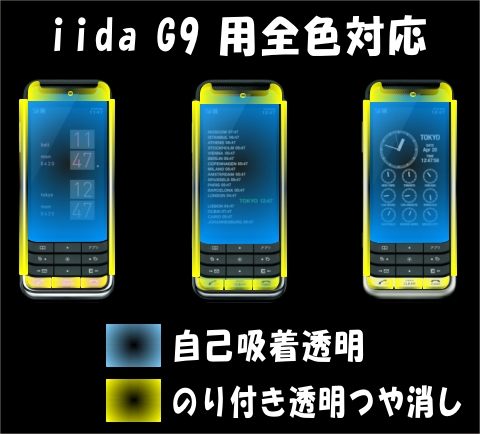 iida G9用メッキ部/液晶面剥がれ防止付き透明保護シールキット_画像2