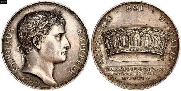★フランス 　ナポレオン　イタリア王戴冠記念銀メダル 1805年★_画像1