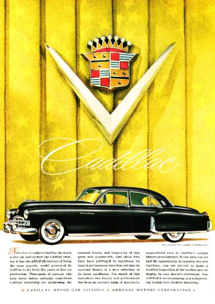 *1948 year. automobile advertisement Cadillac 4 Cadillac