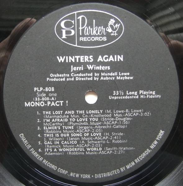 ◆ JERRI WINTERS / Winters Again ◆ Charlie Parker PLP-808 (black) ◆ C_画像3