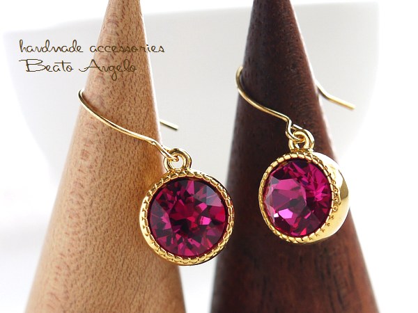 **+angelo+ Swarovski 1088. earrings (p-001)f.- car G simple one bead pink titanium resin earrings 