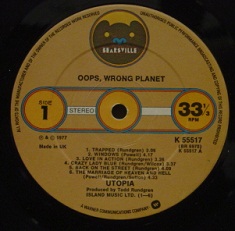 ★特選★UTOPIA/OOPS!WRONG PLANET'1977UK BEARSVILLE MAT.1G