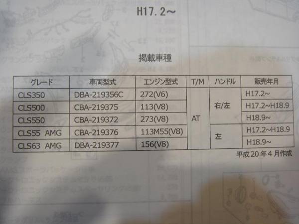 メルセデスベンツ　ＣＬＳクラス（219＃）　パーツガイド'12　部品価格　料金　見積り_画像2