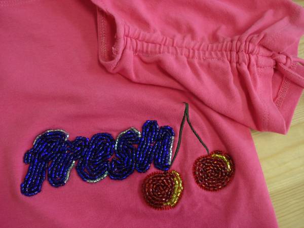 ★MaxMara*Weekend★ビーズ裝飾シャーリングTシャツSピンク/a58