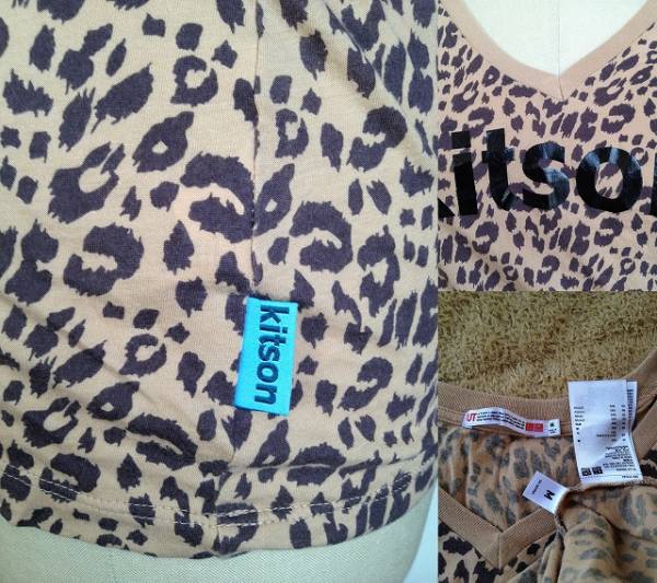 UNIQLO★キットソンのヒョウ柄Tシャツ/カットソー/M/Vネック