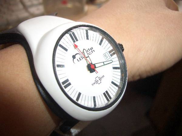 サイドウォッチ、スイス、白／白、新品、ベルクロ、腕時計_サイドウォッチ、スイス製、新品