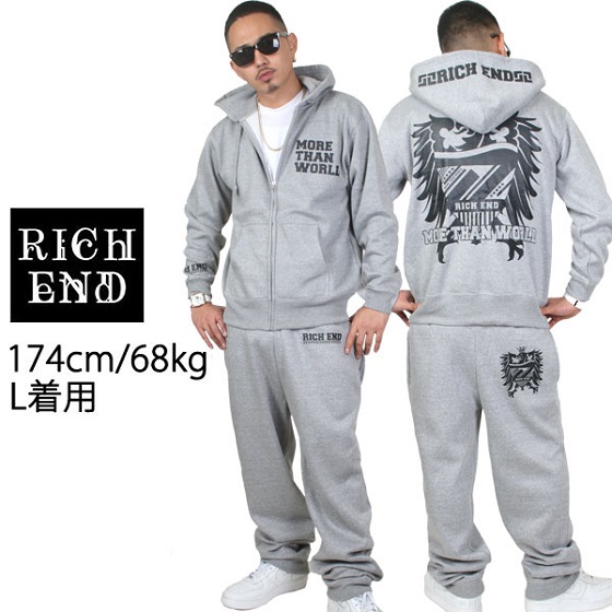 RICHEND/リッチエンド スウェット セットアップ EAGLE/イーグル【RELAX FIT：グレーｘブラック】アメージング 服(サイズ：S) ダンス 衣装