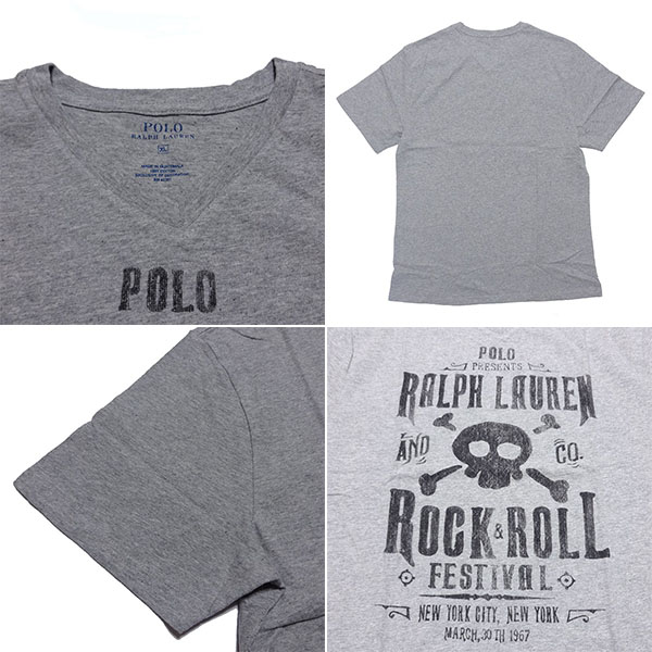 新品 POLO RALPH LAUREN BOYS S/S T-SHIRT ポロ ラルフローレン 長袖 Tシャツ Vネック ボーイズ グレー コットン カットソー XL 正規 80-1_画像2