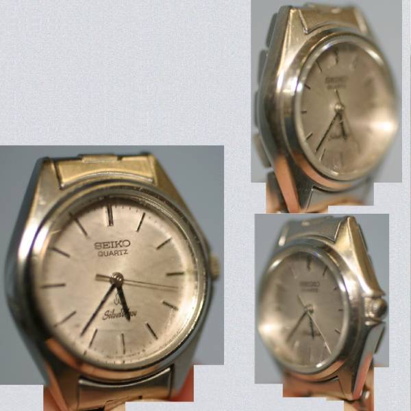 セイコー女性用クオーツ銀色時計シルバーウェーブ本物USED ○A8-20_画像1