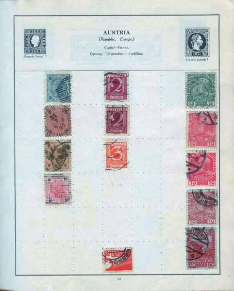 【古切手】オーストリア（AUSTRIA)　２８種３１枚_オーストリア（11ページ)１０種１３枚