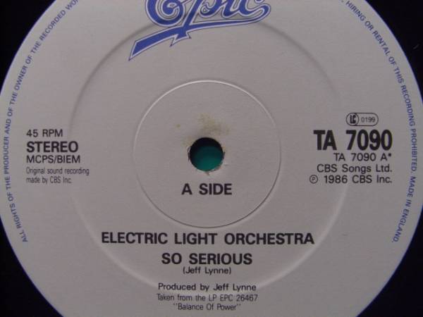 80sHIT 12”◆ELECTRIC LIGHT ORCHESTRA (E.L.O.) / S O SERIOUS/MATTER OF FACT (UK ORIGINAL) ELO_画像2