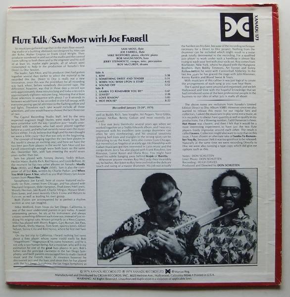 ◆ SAM MOST with JOE FARRELL / Flute Talk ◆ Xanadu 173 ◆ V_画像2