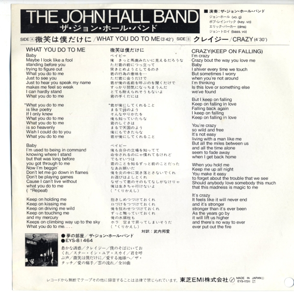 John Hall (Orleans) 「What You Do To Me」国内盤サンプルEPレコード_画像3