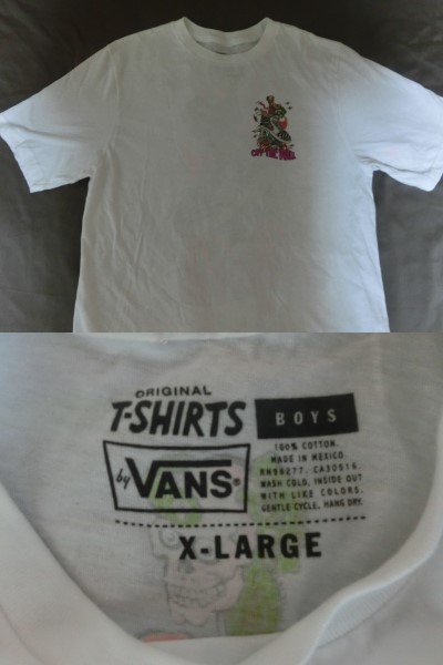 【VANS】スカル シューズドラックカー両面プリントT US BOY'S XL