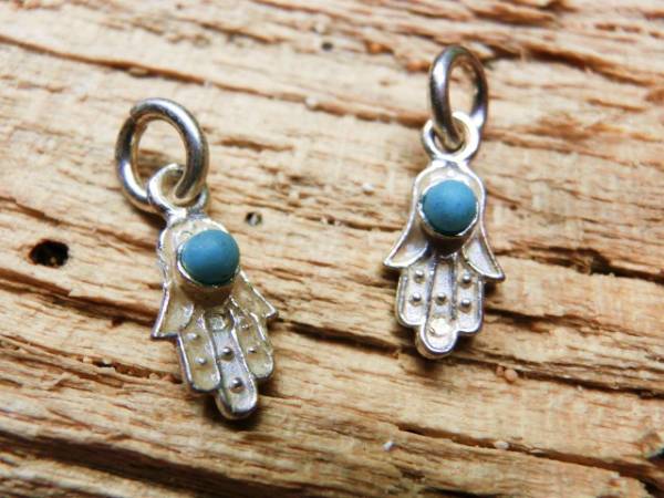 ☆新品☆シルバーチャーム ハムサ(ファティマの手) 水色S ピアス