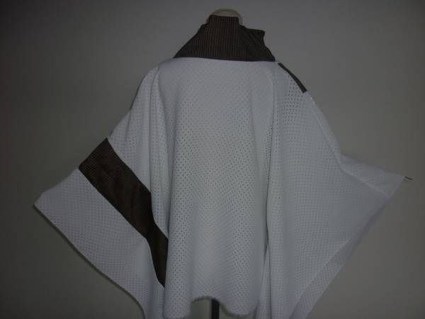  prompt decision,UV white mesh & mud Ooshima pongee, large size poncho ; hand made 