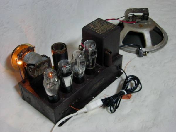 電気文化物 復(fù)元?整備済み 完動(dòng)品 !! メーカー不明 ビンテージ 真空管 ラジオ