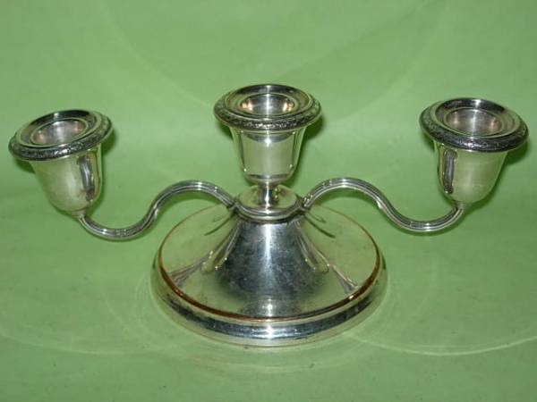  Britain Vintage candle stand holder . pcs 3 light silver plate 