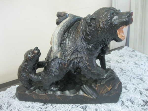 親子熊　【くまの木彫り】　北海道民芸品