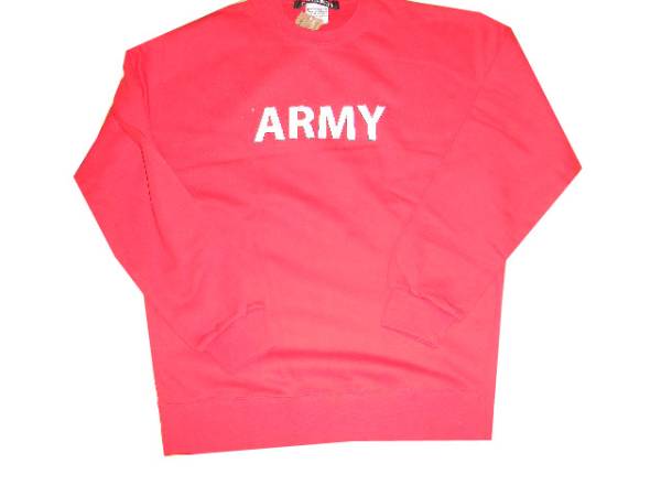 ARMY,スウェットシャツ、トレーナー、ロゴ、新品、赤_インディアン、ワークシャツジャケット、黒