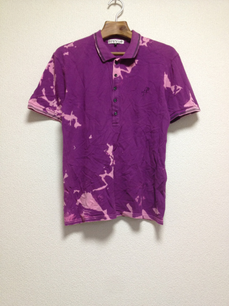 [ быстрое решение б/у одежда ]KLEIN PLUS HOMME/ рубашка-поло / короткий рукав / Thai большой окраска / фиолетовый / лиловый /46