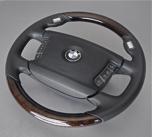 新品 受注生産品 BMW E65 7シリーズ 高級天然本木製　ウッドステアリング　ウッドコンビステアリング　By 　JASTEC DESIGN_画像2