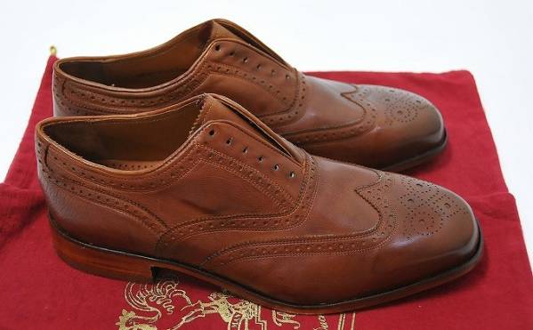 Florsheim by Duckie Brown フローシャイム ウイングチップシューズ 9D ダッキーブラウン LACELESS WING TIP SHOES レザー スリッポン_画像2