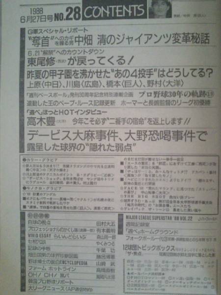週刊ベースボール1988/6/27☆表紙?中畑清～巨人変革秘話☆