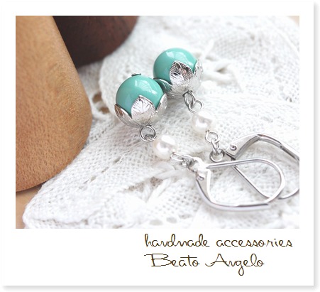 *.+angelo+ Swarovski pearl. earrings (p-144) Jade G simple summer French hook 