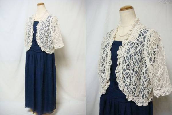 D8 new goods! cotton race bolero attaching kashu cool long dress blue 30 number wedding large size prompt decision 