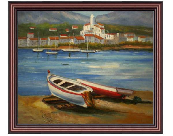 油絵　風景画『ボート』　F12号（50x60cm）_画像1