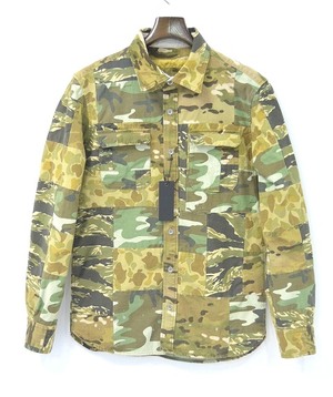 BACK BONE バックボーン CAMOUFLAGE CLOTH PATCHWORK SHIRT カモフラージュクロス パッチワークシャツ L 迷彩 SHIRTS